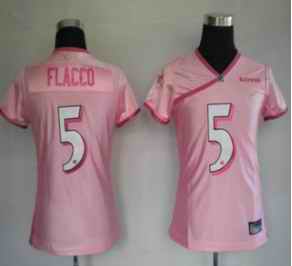Ravens 5 Flacco pink women Jerseys