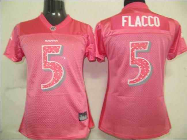 Ravens 5 Flaccos pink new women Jerseys