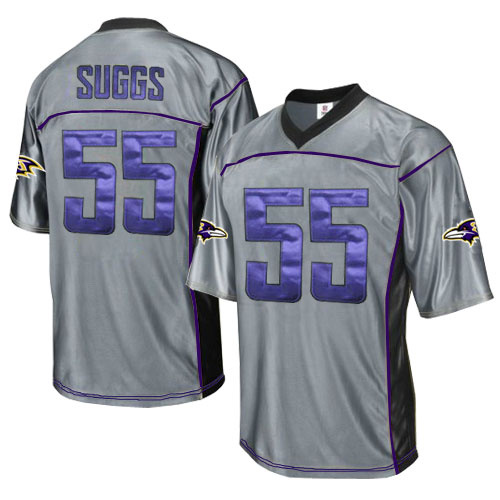 Ravens 55 Suggs Grey Jersey