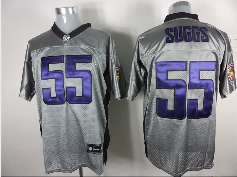 Ravens 55 Suggs Grey Shadow Jerseys