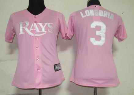 Rays 3 Longoria pink women Jersey