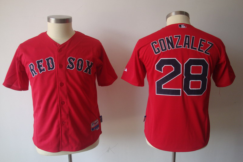 Red Sox 28 Gonzalez Red Kids Jerseys
