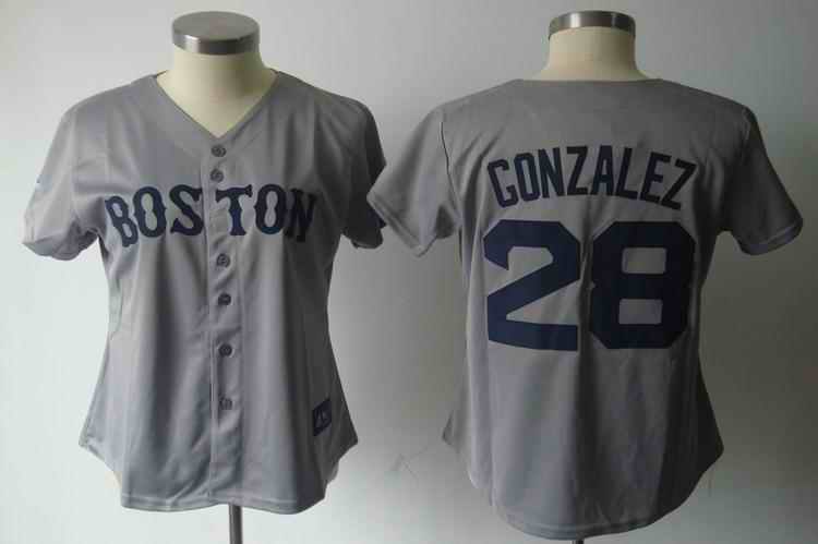 Red Sox 28 Gonzalez grey women Jersey