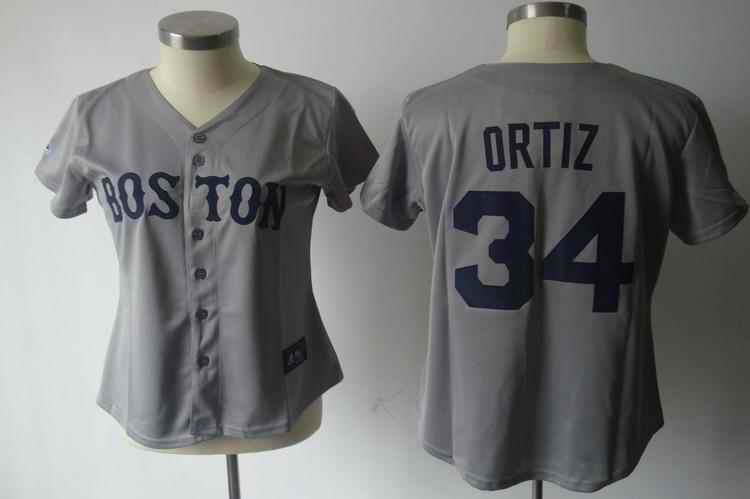 Red Sox 34 Ortiz grey women Jersey