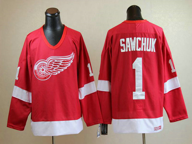 Red Wings 1 Sawchuk Red Jerseys