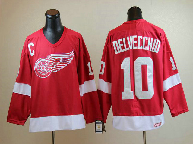 Red Wings 10 Delvecchid Red C Patch Jerseys