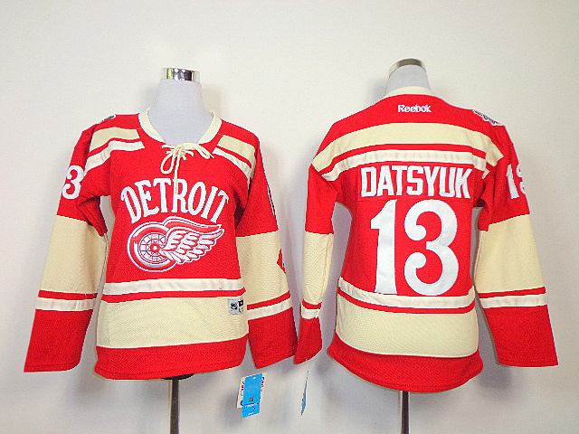Red Wings 13 Datsyuk Red Classic Women Jersey - Click Image to Close