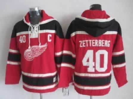 Red Wings 40 Zetterberg Red Hooded Jerseys