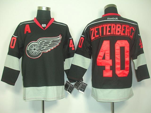Red Wings 40 Zetterberg black Jerseys