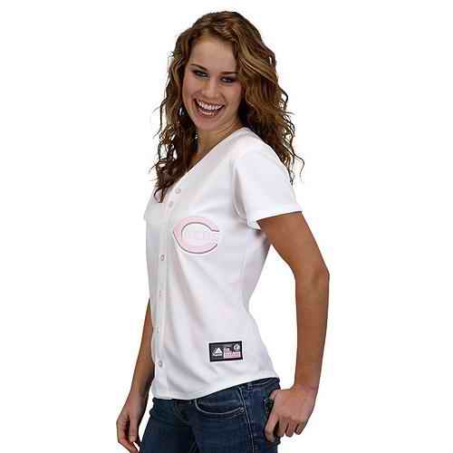 Reds blank white pink number women Jersey