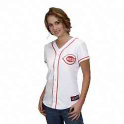Reds blank white red number women Jersey - Click Image to Close