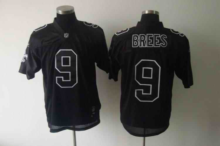 Saints 9 Brees full black Jerseys