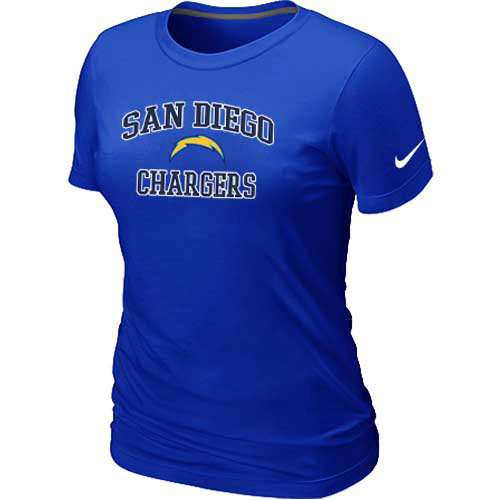 San Diego Charger Women's Heart & Soul Blue T-Shirt - Click Image to Close