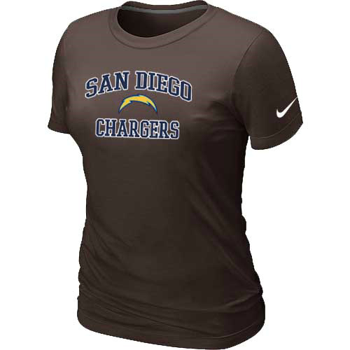 San Diego Charger Women's Heart & Soul Brown T-Shirt - Click Image to Close