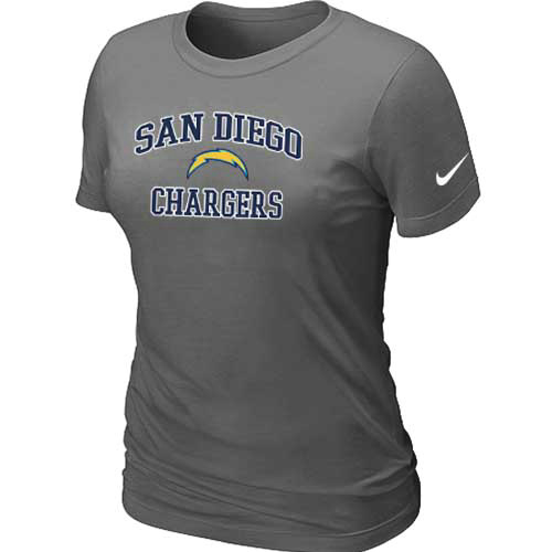 San Diego Charger Women's Heart & Soul D.Grey T-Shirt - Click Image to Close