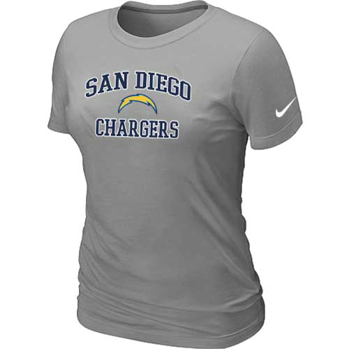San Diego Charger Women's Heart & Soul L.Grey T-Shirt - Click Image to Close