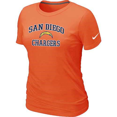 San Diego Charger Women's Heart & Soul Orange T-Shirt - Click Image to Close
