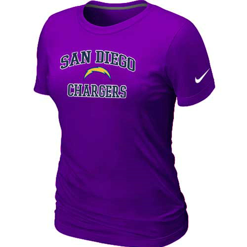 San Diego Charger Women's Heart & Soul Purple T-Shirt - Click Image to Close