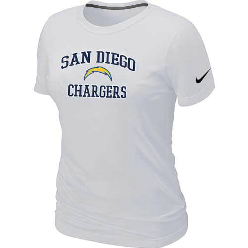 San Diego Charger Women's Heart & Soul White T-Shirt - Click Image to Close