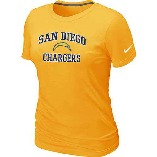 San Diego Charger Women's Heart & Soul Yellow T-Shirt - Click Image to Close