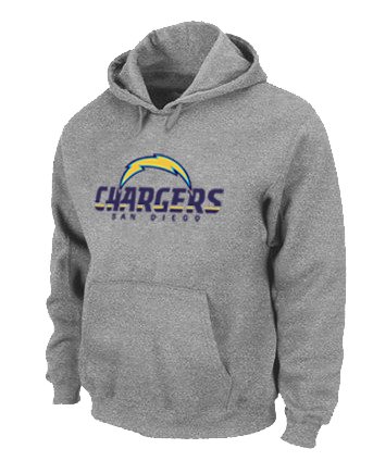San Diego Chargers Authentic Logo Pullover Hoodie Grey - Click Image to Close