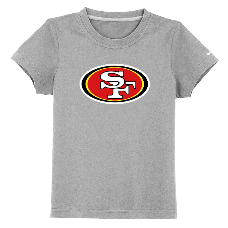 San Francisco 49ers Sideline Legend Authentic Logo Youth T-Shirt Light Grey - Click Image to Close