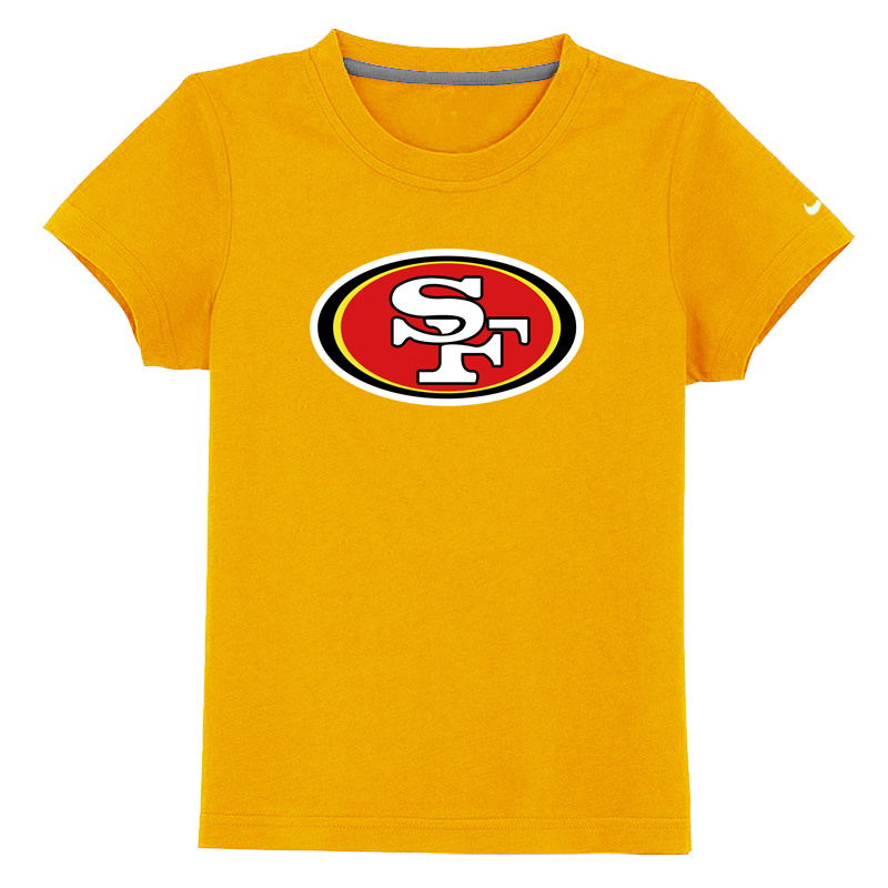 San Francisco 49ers Sideline Legend Authentic Logo Youth T-Shirt Yellow - Click Image to Close