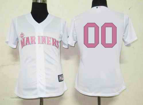 Seattle Mariners Blank White Pink Number Women Custom Jerseys