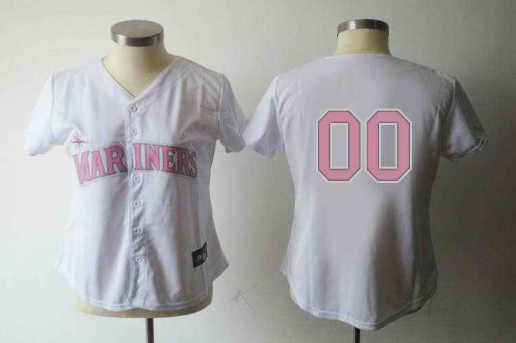 Seattle Mariners Blank White Pink Number Women Jerseys
