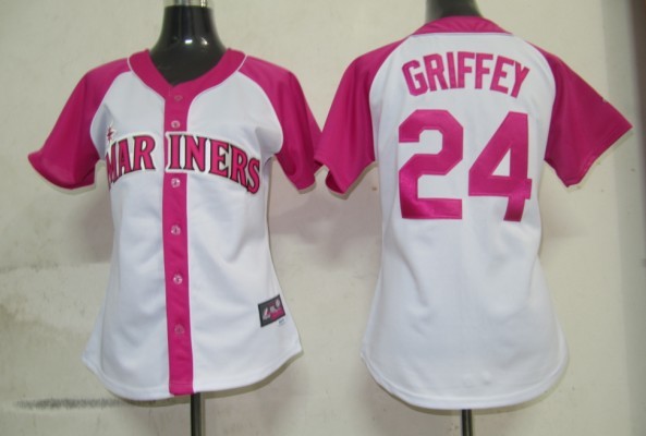 Mariners 24 Griffey Women Pink Splash Fashion Jersey