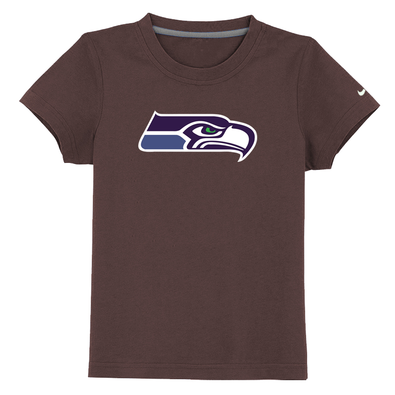 Seattle Seahawks Sideline Legend Authentic Logo Youth T-Shirt Brown - Click Image to Close