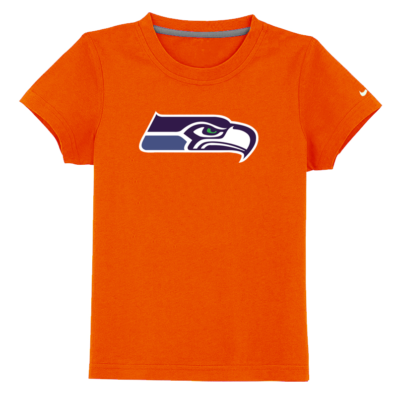 Seattle Seahawks Sideline Legend Authentic Logo Youth T-Shirt Orange - Click Image to Close