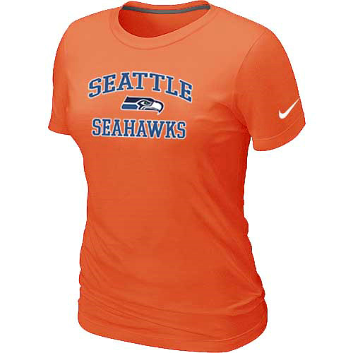 Seattle Seahawks Women's Heart & Soul Orange T-Shirt - Click Image to Close