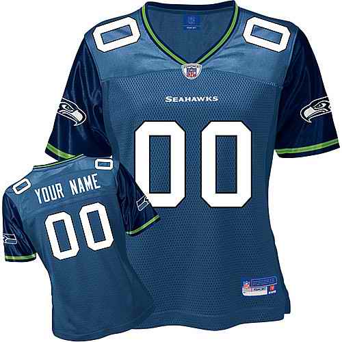 Seattle Seahawks Women Customized Blue Jersey - Click Image to Close