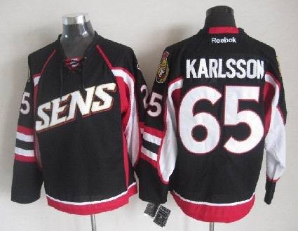 Senators 65 Karlsson Black Jerseys
