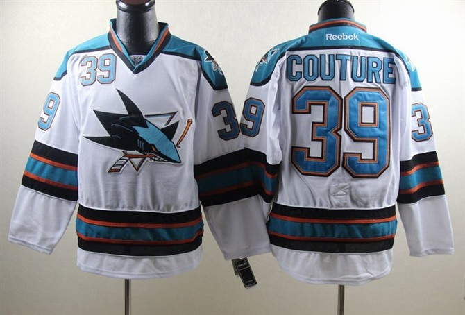 Sharks 39 COUTURE White Jerseys