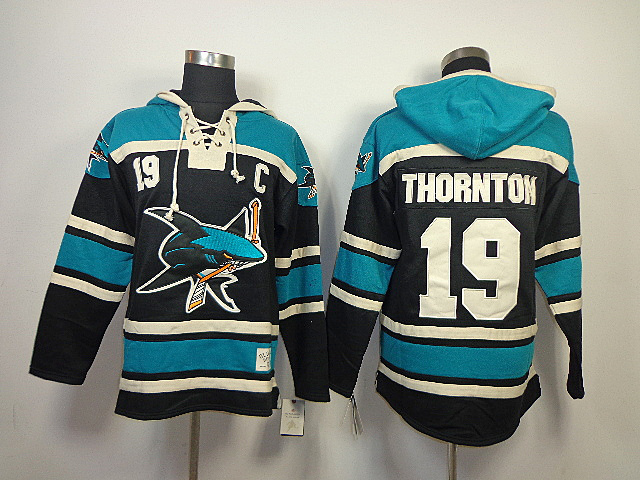 Sharks 19 Thornton Black Hooded Jerseys - Click Image to Close