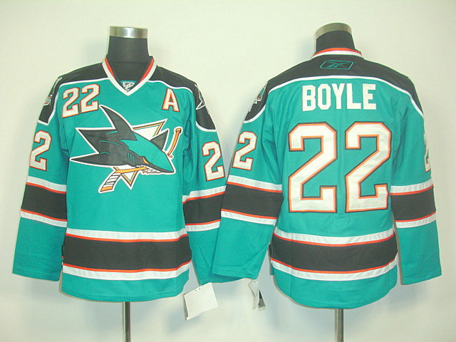 Sharks 22 Boyle Green With A Patch Jerseys