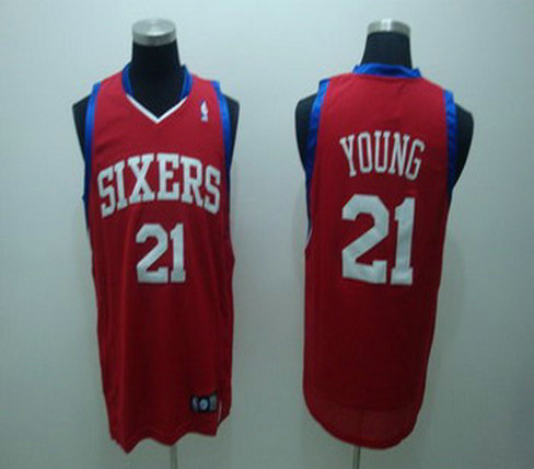 Sixers 21 Thaddeus Young Red Jerseys - Click Image to Close