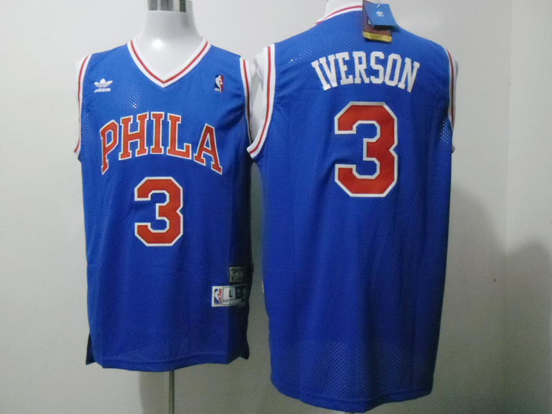 Sixers 3 Iverson Blue Jerseys