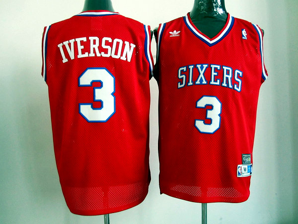 Sixers 3 Iverson Red New Jerseys - Click Image to Close