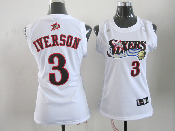 76ers 3 Iverson White Women Jersey - Click Image to Close