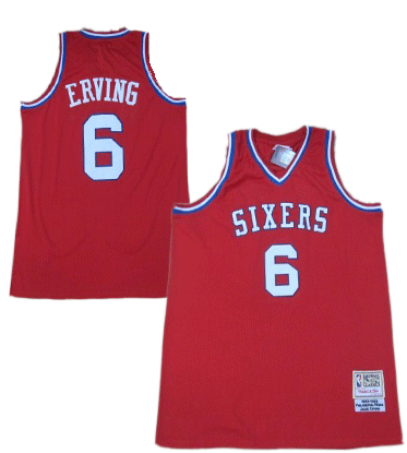 Sixers 6 ERVING red Throwback Jerseys