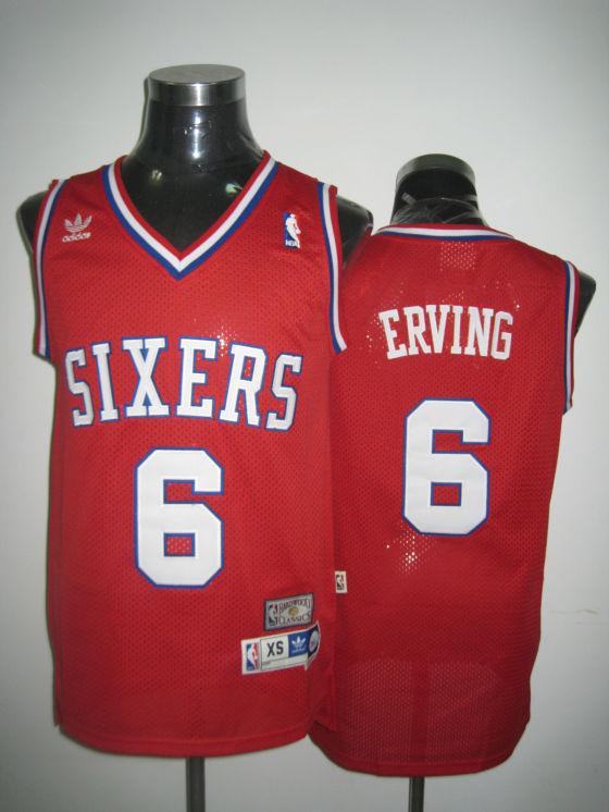 Sixers 6 Erving Red Jerseys