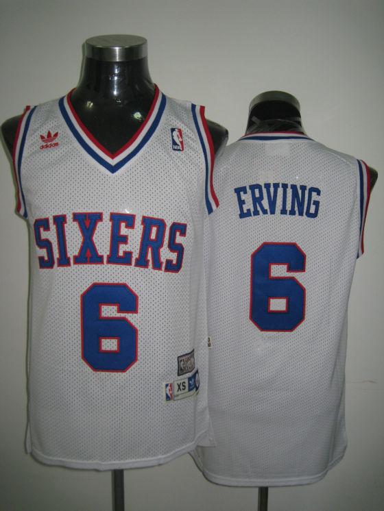 Sixers 6 Erving White Jerseys