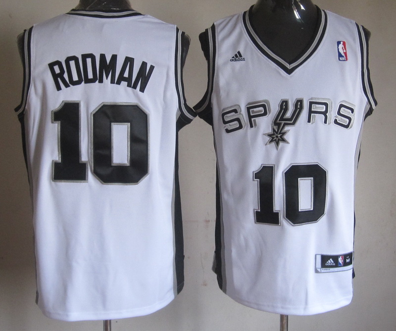 Spurs 10 Rodman White Cotton Jerseys