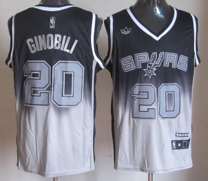 Spurs 20 Ginobili Black&Grey Jerseys