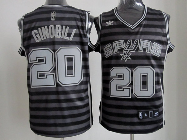 Spurs 20 Ginobili Black Gride Grey Jerseys