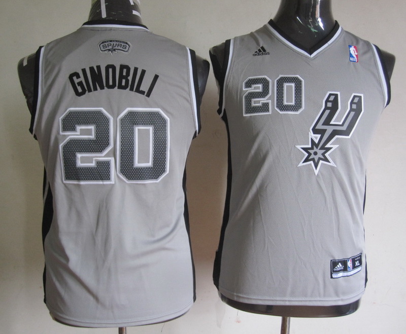 Spurs 20 Ginobili Grey Youth Jersey - Click Image to Close