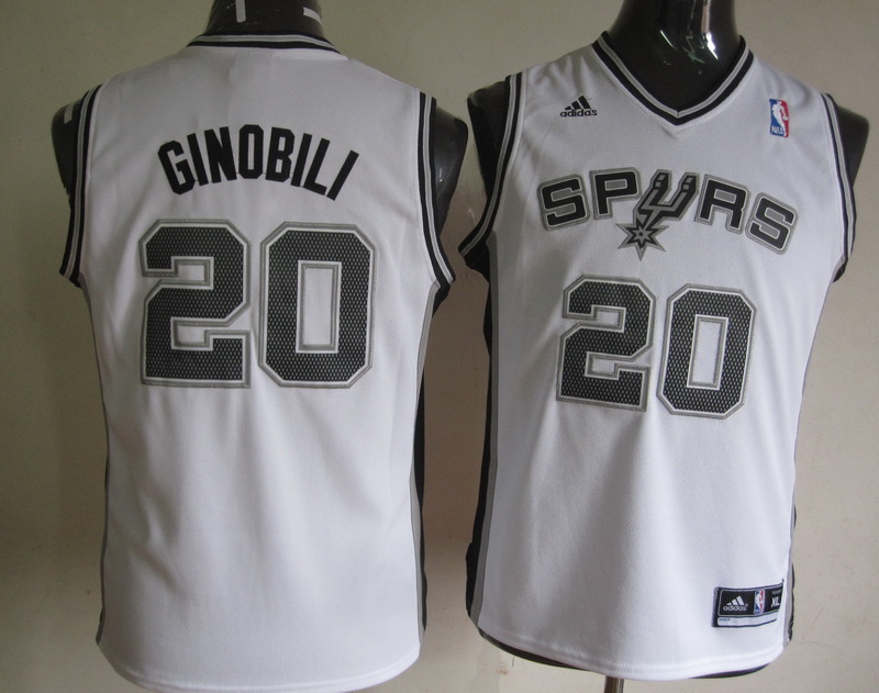 Spurs 20 Ginobili White Youth Jersey